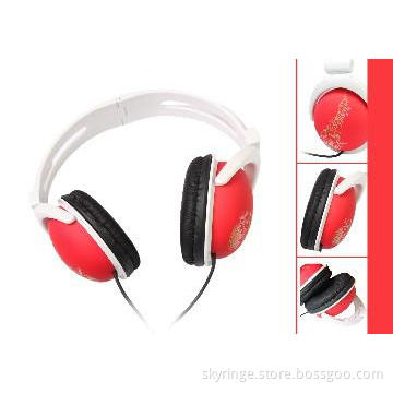 Red Color folding Headset with decal pattern on it